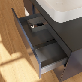 Тумба під раковину Villeroy & Boch Finion 120х50,1 см із підсвічуванням МДФ темно-синій матовий лак/скло чорне матове G412MTHG