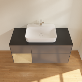 Тумба под раковину Villeroy & Boch Finion 120х50,1 см с подсветкой МДФ антрацит матовый лак/стекло черное матовое G412PCGK