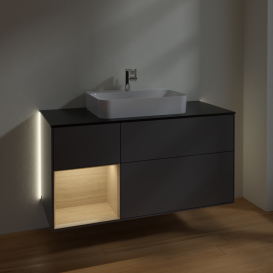 Тумба под раковину Villeroy & Boch Finion 120х50,1 см с подсветкой МДФ антрацит матовый лак/стекло черное матовое G412PCGK