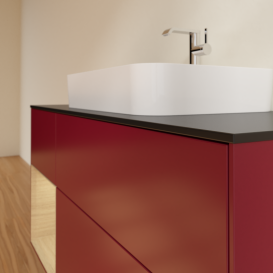 Тумба под раковину Villeroy & Boch Finion 120х50,1 см с подсветкой МДФ пион матовый лак/стекло черное матовое G412PCHB