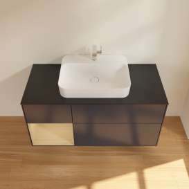 Тумба под раковину Villeroy & Boch Finion 120х50,1 см с подсветкой МДФ темно-синий матовый лак/стекло черное матовое G412PCHG