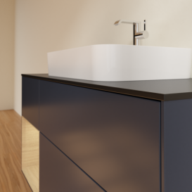 Тумба под раковину Villeroy & Boch Finion 120х50,1 см с подсветкой МДФ темно-синий матовый лак/стекло черное матовое G412PCHG