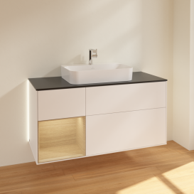 Тумба под раковину Villeroy & Boch Finion 120х50,1 см с подсветкой МДФ белый матовый лак/стекло черное матовое G412PCMT