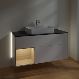 Тумба под раковину Villeroy & Boch Finion 120х50,1 см с подсветкой МДФ белый матовый лак/стекло черное матовое G412PCMT