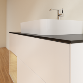 Тумба под раковину Villeroy & Boch Finion 120х50,1 см с подсветкой МДФ белый матовый лак/стекло черное матовое G412PCMT