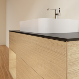 Тумба под раковину Villeroy & Boch Finion 120х50,1 см с подсветкой МДФ шпон дуба/стекло черное матовое G412PCPC