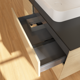 Тумба под раковину Villeroy & Boch Finion 120х50,1 см с подсветкой МДФ шпон дуба/стекло черное матовое G412PCPC