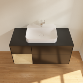 Тумба под раковину Villeroy & Boch Finion 120х50,1 см с подсветкой МДФ черный матовый лак/стекло черное матовое G412PCPD