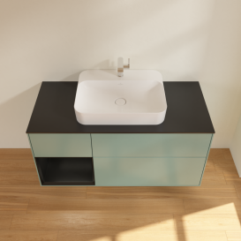 Тумба под раковину Villeroy & Boch Finion 120х50,1 см с подсветкой МДФ оливковый матовый лак/стекло черное матовое G412PDGM