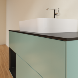 Тумба под раковину Villeroy & Boch Finion 120х50,1 см с подсветкой МДФ оливковый матовый лак/стекло черное матовое G412PDGM