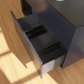 Тумба під раковину Villeroy & Boch Finion 120х50,1 см із підсвічуванням МДФ темно-синій матовий лак/скло чорне матове G412PDHG