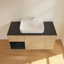 Тумба под раковину Villeroy & Boch Finion 120х50,1 см с подсветкой МДФ шпон дуба/стекло черное матовое G412PDPC