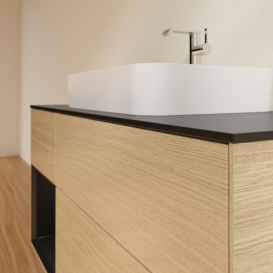 Тумба под раковину Villeroy & Boch Finion 120х50,1 см с подсветкой МДФ шпон дуба/стекло черное матовое G412PDPC