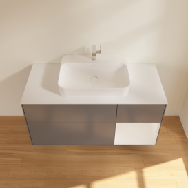 Тумба под раковину Villeroy & Boch Finion 120х50,1 см с подсветкой МДФ антрацит матовый лак/стекло белое матовое F421GFGK