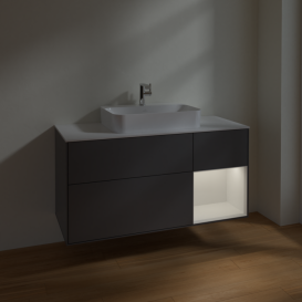 Тумба под раковину Villeroy & Boch Finion 120х50,1 см с подсветкой МДФ антрацит матовый лак/стекло белое матовое F421GFGK