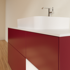 Тумба под раковину Villeroy & Boch Finion 120х50,1 см с подсветкой МДФ пион матовый лак/стекло белое матовое F421GFHB