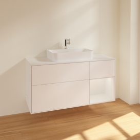 Тумба под раковину Villeroy & Boch Finion 120х50,1 см с подсветкой МДФ белый матовый лак/стекло белое матовое F421GFMT