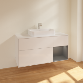 Тумба под раковину Villeroy & Boch Finion 120х50,1 см с подсветкой МДФ глянцевый белый лак/стекло белое матовое F421GKGF