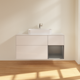 Тумба под раковину Villeroy & Boch Finion 120х50,1 см с подсветкой МДФ глянцевый белый лак/стекло белое матовое F421GKGF