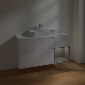 Тумба под раковину Villeroy & Boch Finion 120х50,1 см с подсветкой МДФ глянцевый белый лак/стекло белое матовое F421GKGF