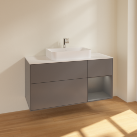 Тумба под раковину Villeroy & Boch Finion 120х50,1 см с подсветкой МДФ антрацит матовый лак/стекло белое матовое F421GKGK