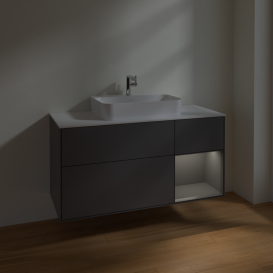 Тумба под раковину Villeroy & Boch Finion 120х50,1 см с подсветкой МДФ антрацит матовый лак/стекло белое матовое F421GKGK