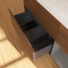 Тумба под раковину Villeroy & Boch Finion 120х50,1 см с подсветкой МДФ шпон грецкого ореха/стекло белое матовое F421GKGN