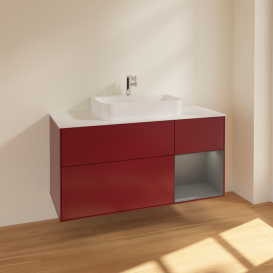 Тумба под раковину Villeroy & Boch Finion 120х50,1 см с подсветкой МДФ пион матовый лак/стекло белое матовое F421GKHB