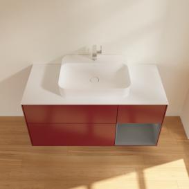 Тумба под раковину Villeroy & Boch Finion 120х50,1 см с подсветкой МДФ пион матовый лак/стекло белое матовое F421GKHB