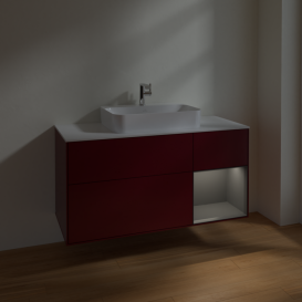 Тумба под раковину Villeroy & Boch Finion 120х50,1 см с подсветкой МДФ пион матовый лак/стекло белое матовое F421GKHB