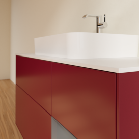 Тумба под раковину Villeroy & Boch Finion 120х50,1 см с подсветкой МДФ пион матовый лак/стекло белое матовое F421GKHB