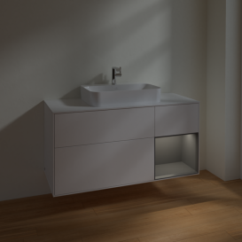 Тумба под раковину Villeroy & Boch Finion 120х50,1 см с подсветкой МДФ белый матовый лак/стекло белое матовое F421GKMT
