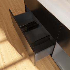 Тумба под раковину Villeroy & Boch Finion 120х50,1 см с подсветкой МДФ черный матовый лак/стекло белое матовое F421GKPD