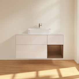 Тумба под раковину Villeroy & Boch Finion 120х50,1 см с подсветкой МДФ глянцевый белый лак/стекло белое матовое F421GNGF