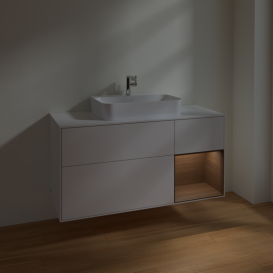 Тумба под раковину Villeroy & Boch Finion 120х50,1 см с подсветкой МДФ глянцевый белый лак/стекло белое матовое F421GNGF