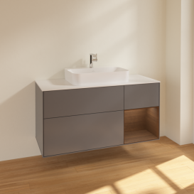 Тумба под раковину Villeroy & Boch Finion 120х50,1 см с подсветкой МДФ антрацит матовый лак/стекло белое матовое F421GNGK