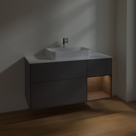 Тумба под раковину Villeroy & Boch Finion 120х50,1 см с подсветкой МДФ антрацит матовый лак/стекло белое матовое F421GNGK