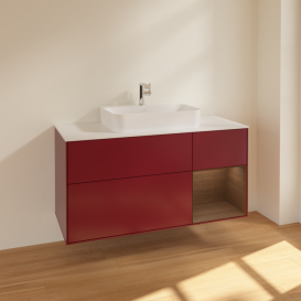 Тумба под раковину Villeroy & Boch Finion 120х50,1 см с подсветкой МДФ пион матовый лак/стекло белое матовое F421GNHB