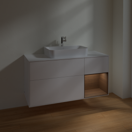 Тумба под раковину Villeroy & Boch Finion 120х50,1 см с подсветкой МДФ белый матовый лак/стекло белое матовое F421GNMT
