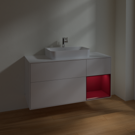 Тумба под раковину Villeroy & Boch Finion 120х50,1 см с подсветкой МДФ глянцевый белый лак/стекло белое матовое F421HBGF