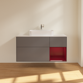 Тумба под раковину Villeroy & Boch Finion 120х50,1 см с подсветкой МДФ антрацит матовый лак/стекло белое матовое F421HBGK