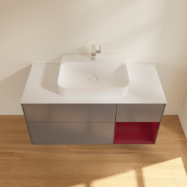 Тумба под раковину Villeroy & Boch Finion 120х50,1 см с подсветкой МДФ антрацит матовый лак/стекло белое матовое F421HBGK