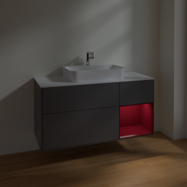 Тумба под раковину Villeroy & Boch Finion 120х50,1 см с подсветкой МДФ антрацит матовый лак/стекло белое матовое F421HBGK