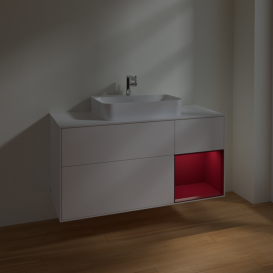 Тумба под раковину Villeroy & Boch Finion 120х50,1 см с подсветкой МДФ белый матовый лак/стекло белое матовое F421HBMT