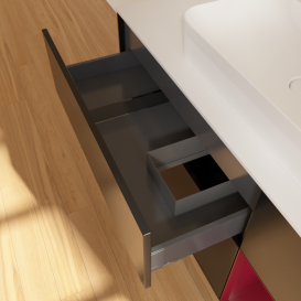 Тумба под раковину Villeroy & Boch Finion 120х50,1 см с подсветкой МДФ черный матовый лак/стекло белое матовое F421HBPD