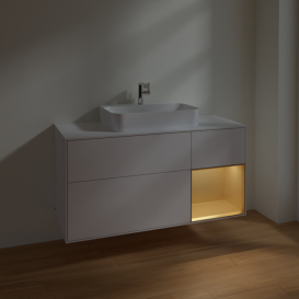 Тумба под раковину Villeroy & Boch Finion 120х50,1 см с подсветкой МДФ глянцевый белый лак/стекло белое матовое F421HFGF