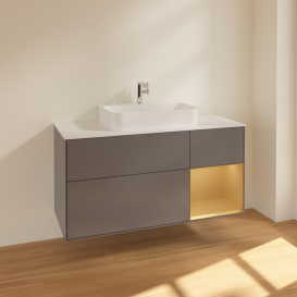 Тумба под раковину Villeroy & Boch Finion 120х50,1 см с подсветкой МДФ антрацит матовый лак/стекло белое матовое F421HFGK