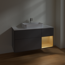 Тумба под раковину Villeroy & Boch Finion 120х50,1 см с подсветкой МДФ антрацит матовый лак/стекло белое матовое F421HFGK