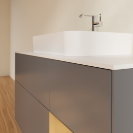 Тумба под раковину Villeroy & Boch Finion 120х50,1 см с подсветкой МДФ антрацит матовый лак/стекло белое матовое F421HFGK