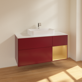 Тумба під раковину Villeroy & Boch Finion 120х50,1 см із підсвічуванням МДФ півонія матовий лак/скло біле матове F421HFHB